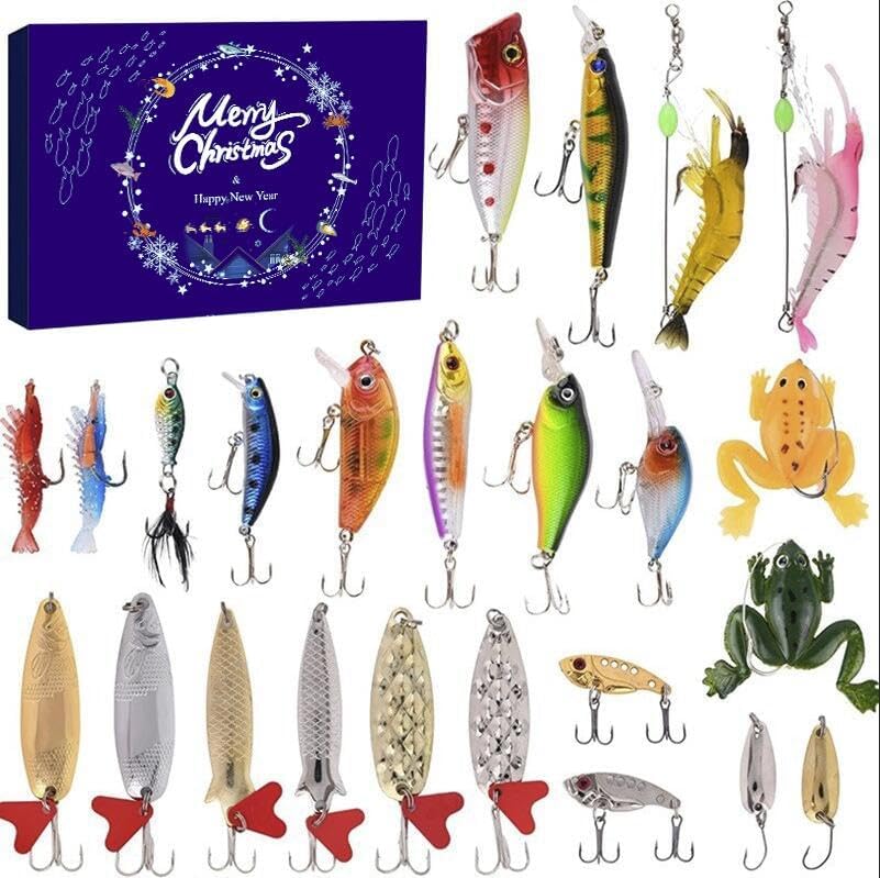 Advent Calendar Fishing Christmas Countdown 24 Days Fishing Lure for Man Adult Teen Boys.2026 Xmas Surprise Gift