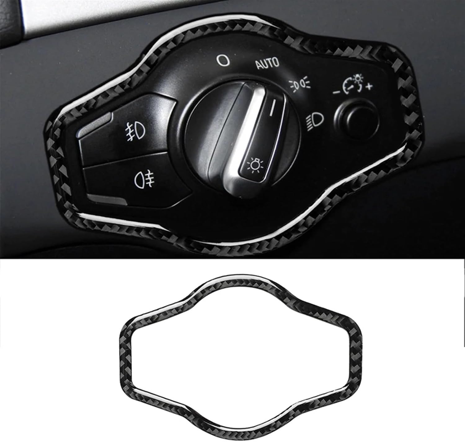 Carbon Fiber Interior Car Headlight Switch Button Frame Sticker Cover Trim Decal for Audis A4 S4 RS4 B8 8K A5 S5 RS5 8T 8F Q5 SQ5