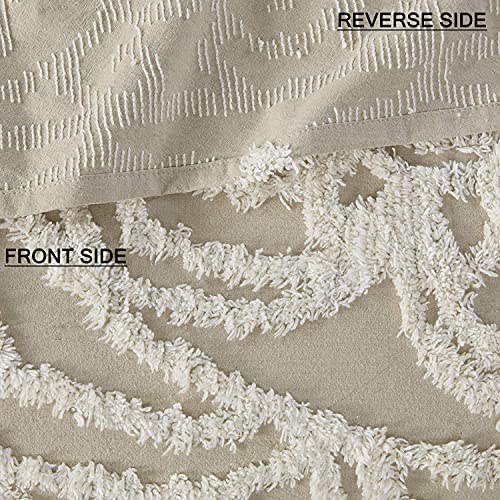 Madison Park Laetitia Lightweight 100% Cotton Quilt Set, Breathable Chenille Tufted, Shabby Chic Boho Medallion Design, Sham, Floral Taupe W/ Tassels, Twin/Twin Xl (68 In X 92 In) 2 Piece #TOP4