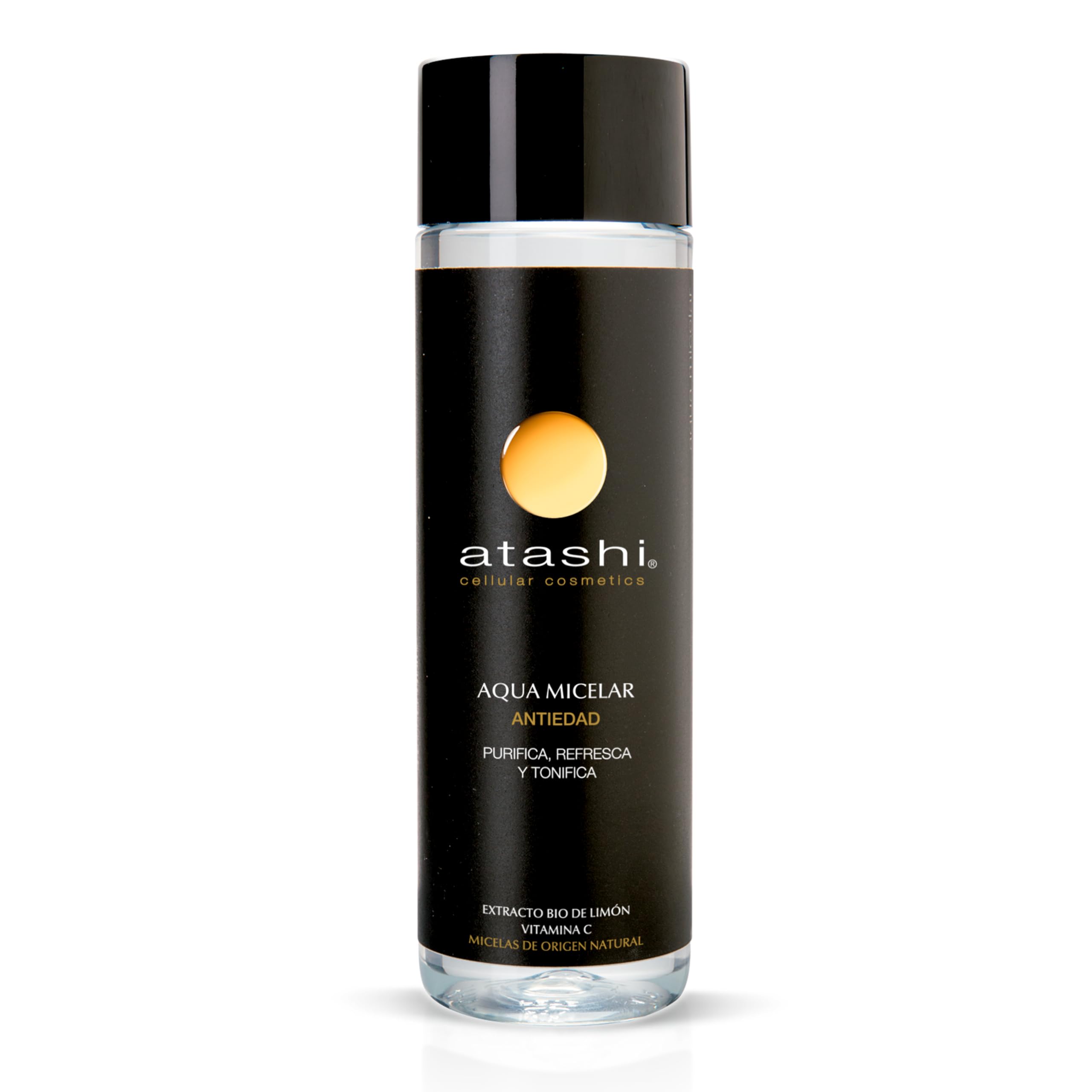 Atashi Antiedad - Agua Micelar | Purifica, Refresca Y Tonifica La Piel | Desmaquilla Rostro, Ojos Y Labios | Micelas De Origen 100% Natural | Extractos Bio De Limón Con Vitamina C, 250 Mililitro