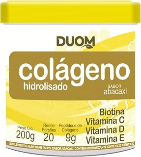 Colágeno Hidrolisado Peptídeos e Vitaminas Abacaxi - Duom