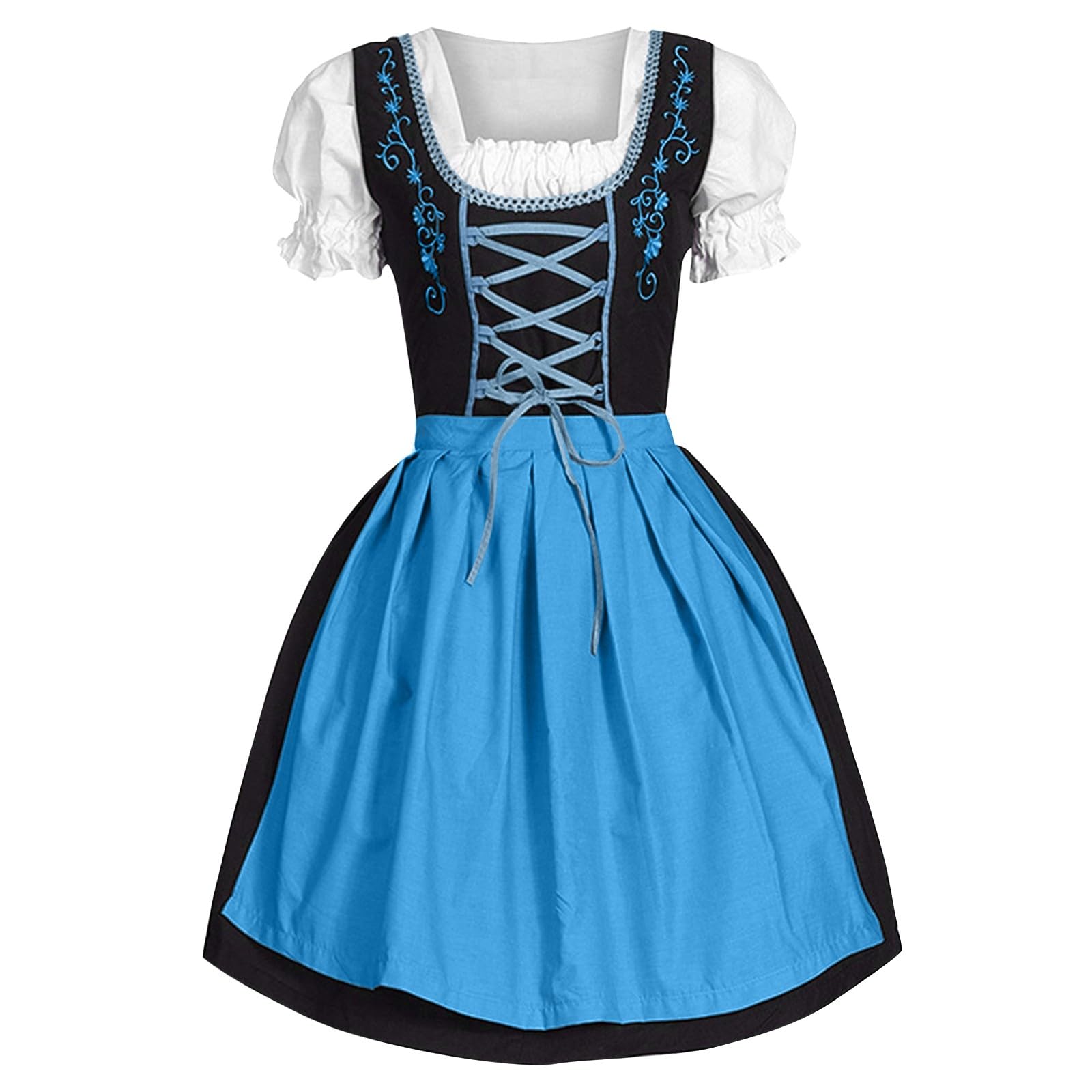Women Dirndl Dress Oktoberfest Costume German Dirndl Dress 3 Pieces Plaid dirndldress with Apron Fancy Midi Skirt Oktoberfest Outfit Bavarian Costumes for Bavarian Beer Carnival Party
