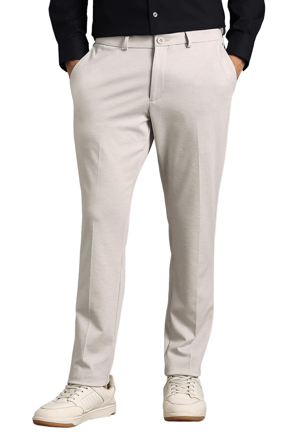 louis philippe Men's Comfy Tapered fit Knitted & 4 Way Stretch Casual Trouser-picture-11