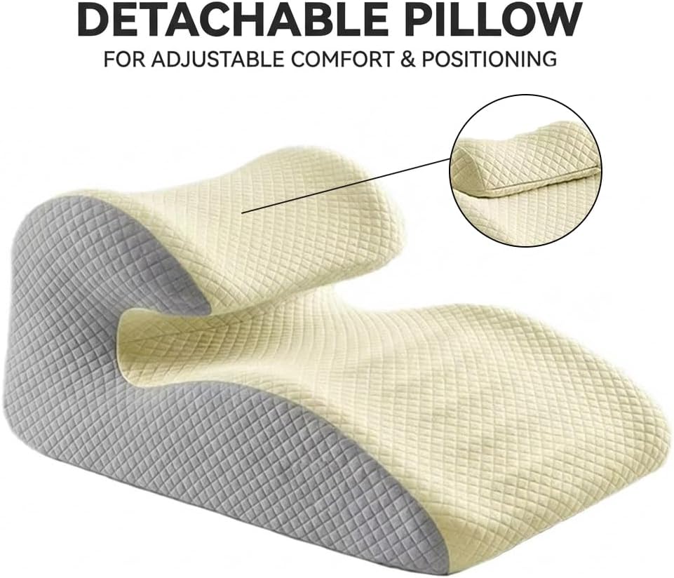 Natural Latex Wedge Pillow, Ergonomic Multi-Position Support for Back Pain Relief, Pregnancy Comfort, Acid Reflux & Side-Lying Relaxation, Removable Cotton Cover-Yellow