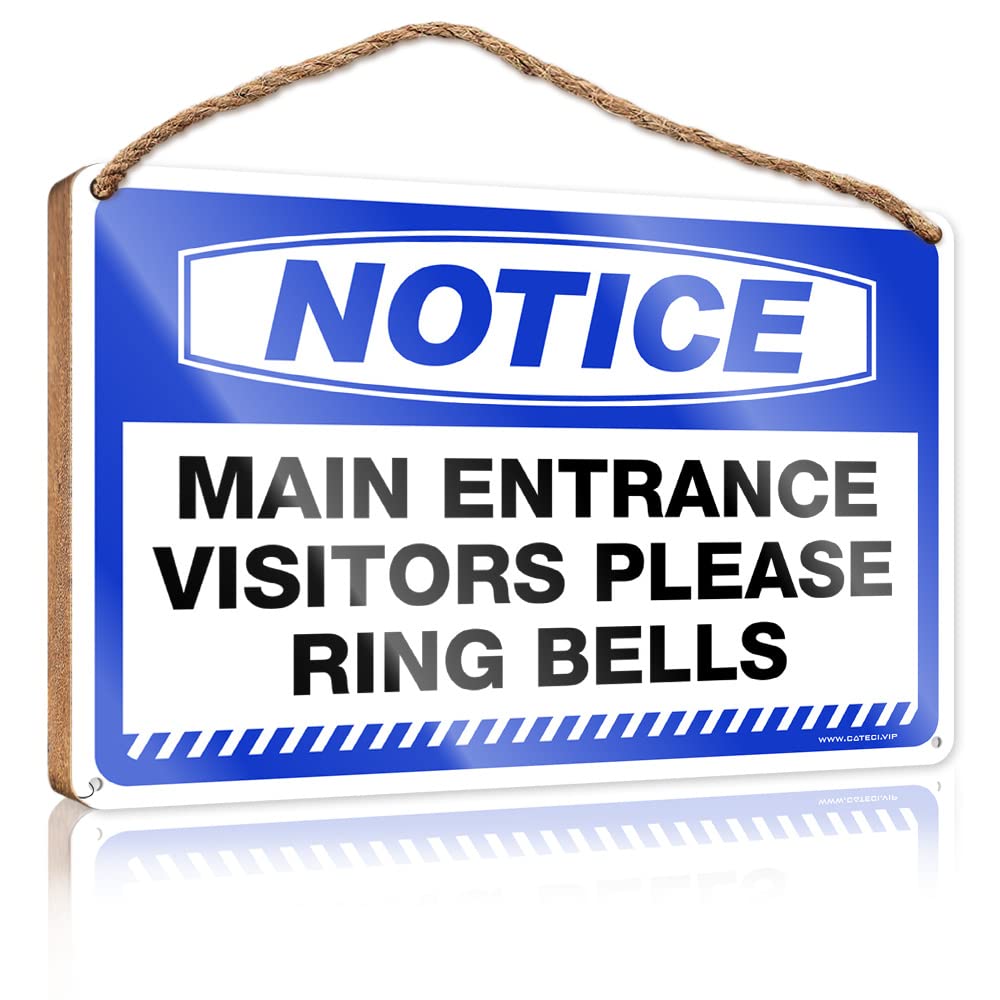 FZFN Holiday Porch Sign Notice Main Entrance Visitors Please Ring Bells Wooden Sign House Decor Clearance Funny Office Signs(15X28CM)