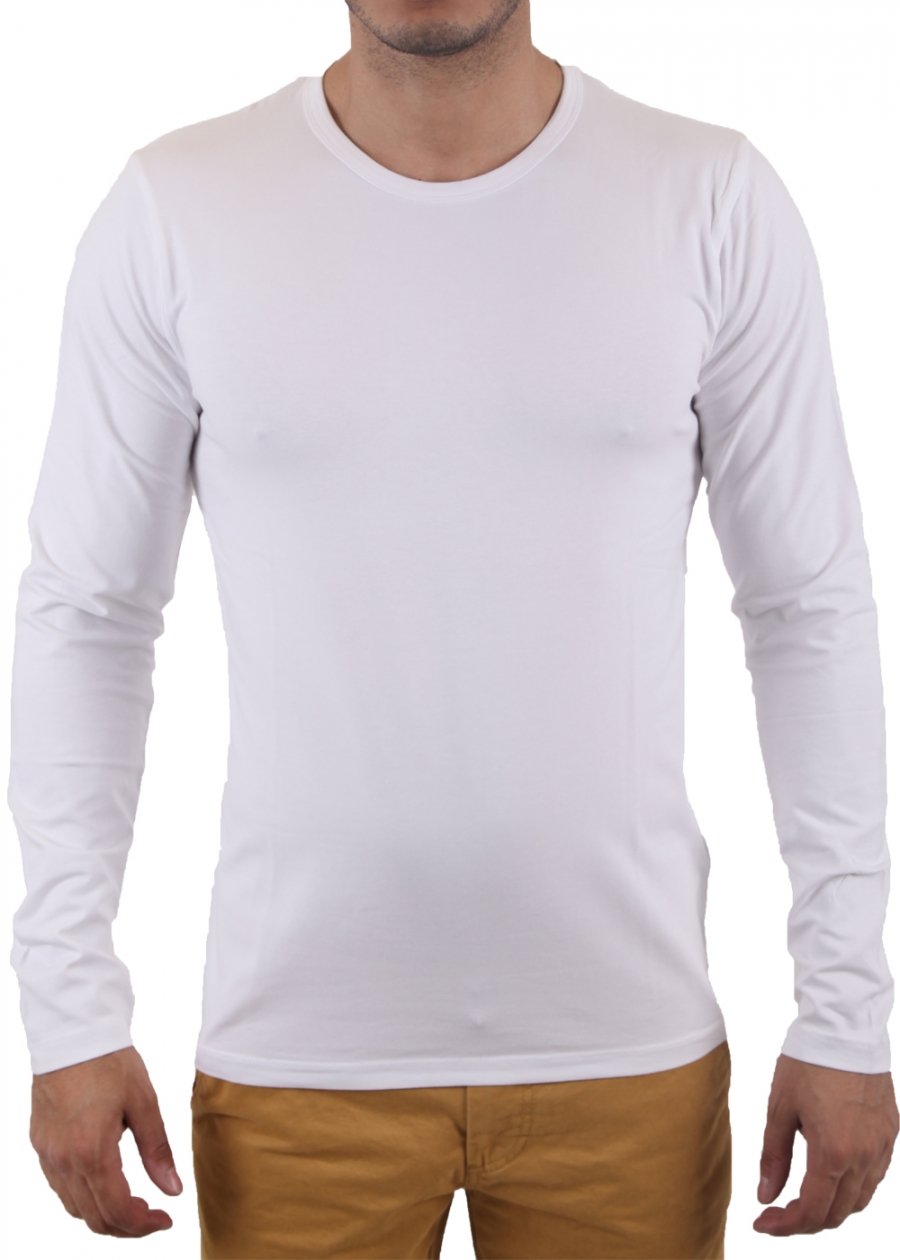 Jack and Jones Basic O-Neck Long Sleeve Men's T-Shirt Optical White XX-Large