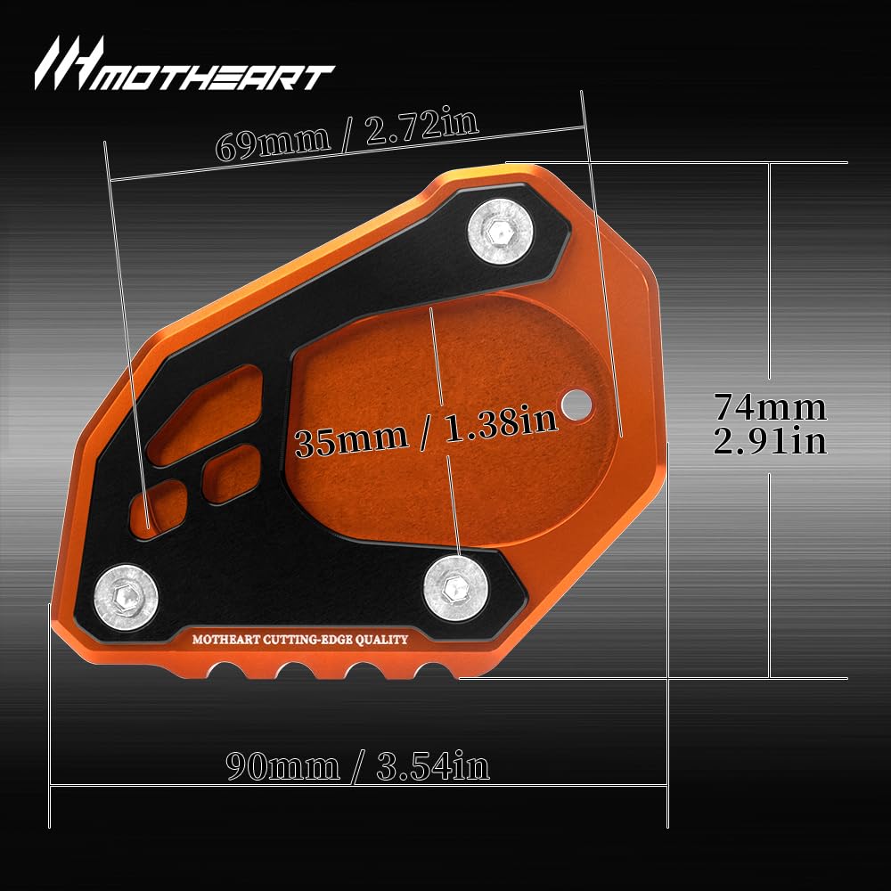 Robusto cavalletto laterale ingrandimento per 890 SMT 2023-2024 accessori di supporto moto cavalletto laterale piastra di sicurezza 890 smt accessori (nero e arancione)