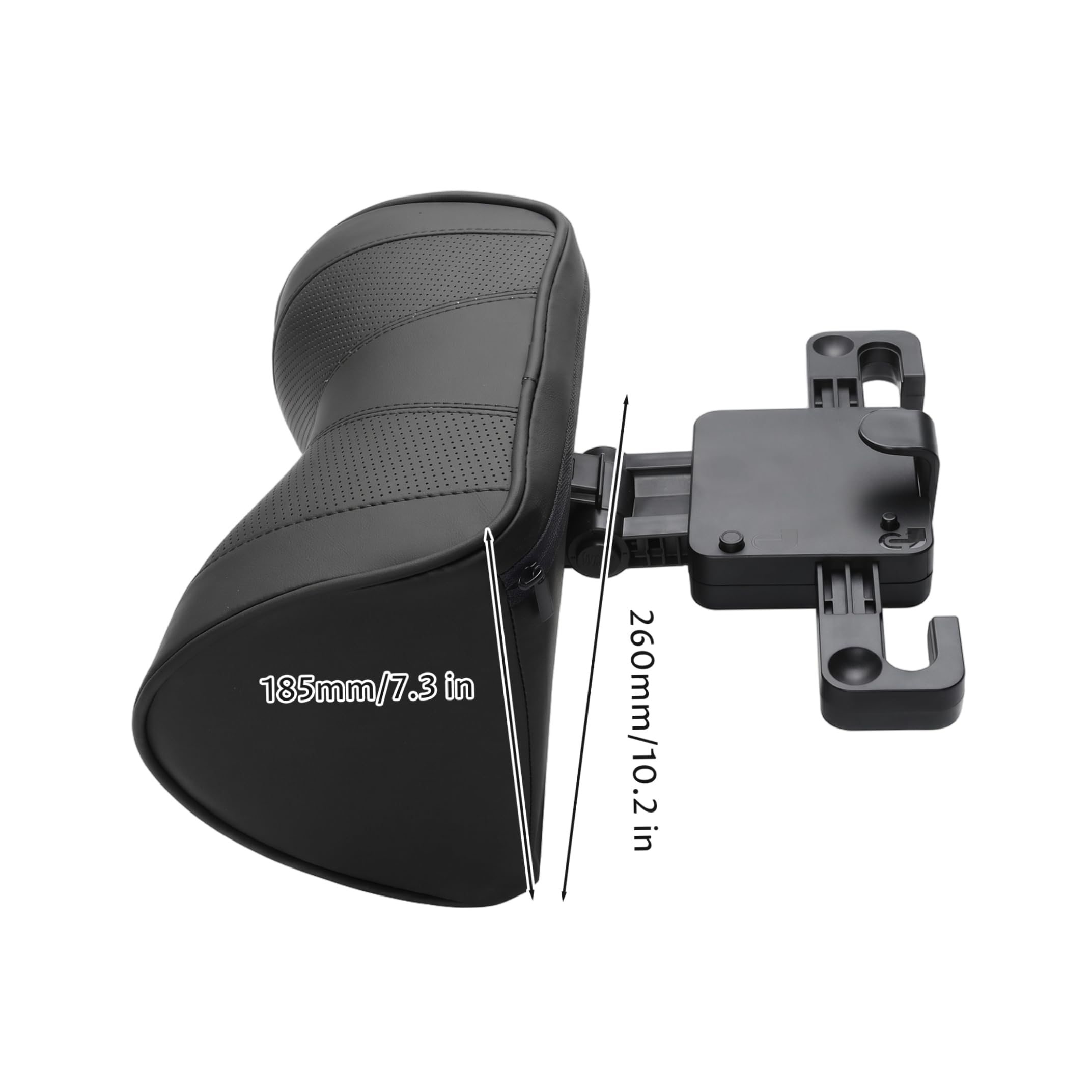 Accessoires de siège, support de cou voiture, oreiller d'appui-tête voiture réglable en 6 directions avec support téléphone et crochet, oreiller en mousse à mémoire forme en cuir pour la