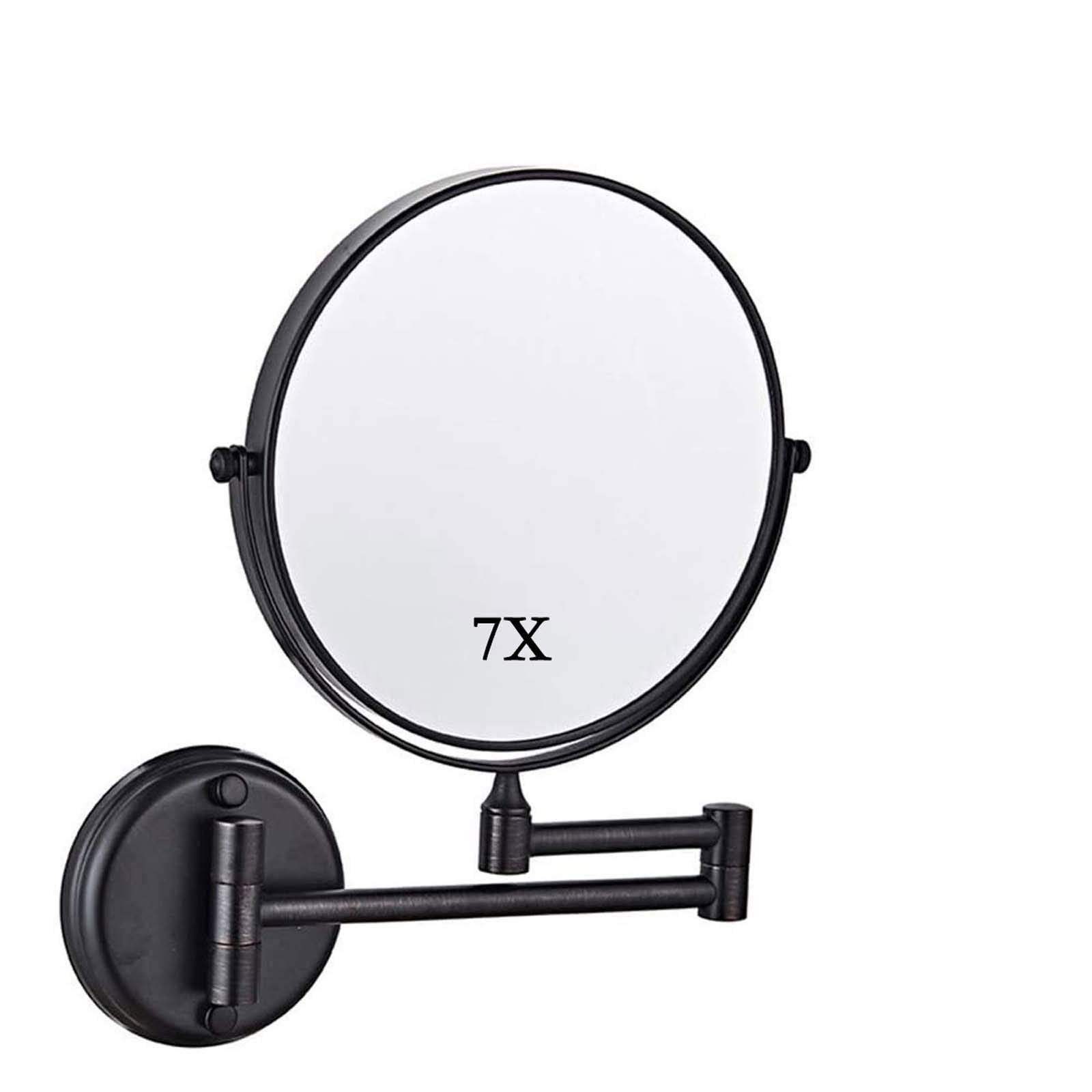 Miroir de Maquillage Rond grossissant 7X noir double face de 8 pouces
