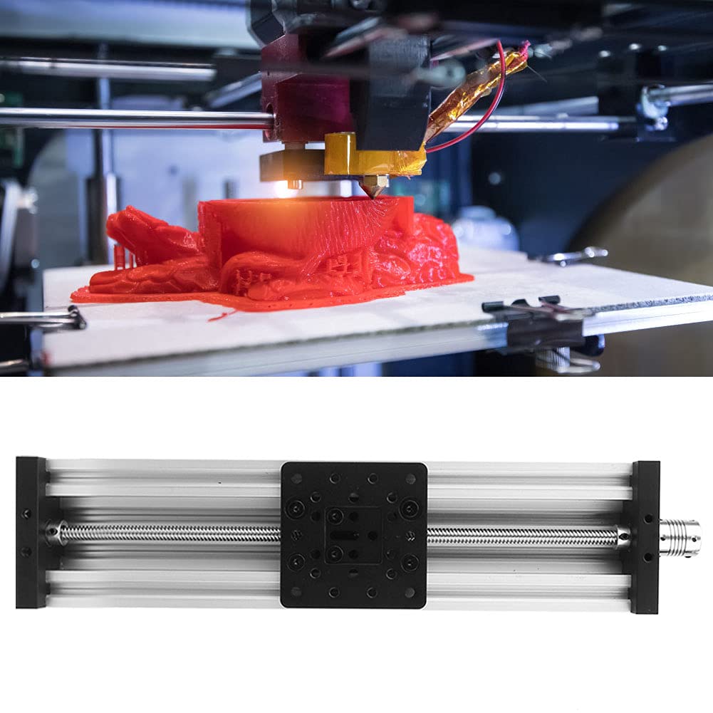Generic Stół Przesuwny CNC Wykonany ze Stopu Aluminium o Niskim Odkształceniu Termicznym, Idealny do Obrabiarek Kombinowanych, Efektywny Skok 300 Mm, Czarny/srebrny (300 mm)