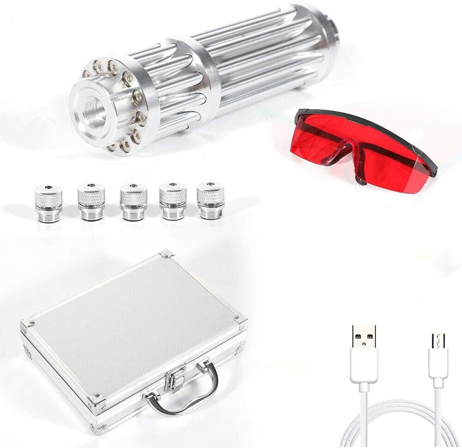 Single-point Setting Of High-power Blue Light Indicating Flashlight, Focal Length Adjustable 450nm, 500 To 1000m Adjustable Focusing Pen Kit-USB Charging