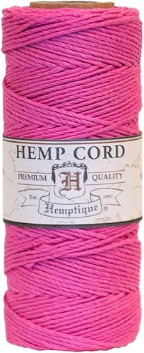 Hemptique - Cuerda 100 % de cáñamo - Cordón de cáñamo de 205 pies - Hecho con amor - No. Cuerda de 0.78 a 0.82 pies para hacer joyas, macramé,