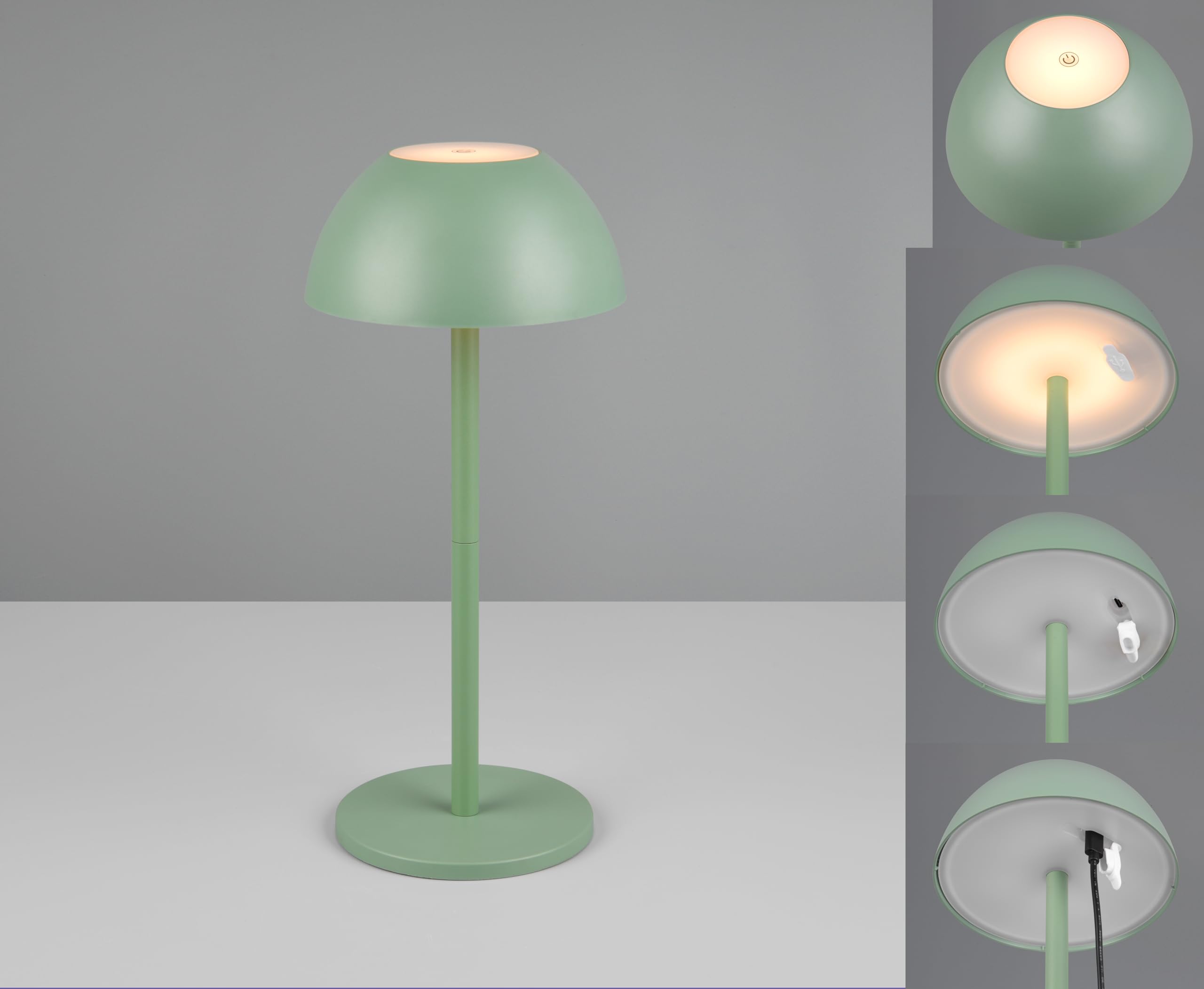 Reality Leuchten Ricardo R54106149 - Lámpara LED de mesa para exterior (batería exterior, plástico, incluye LED de 1,7 W, 4 toques), color verde