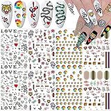 Nail Art Stickers Decals 3D Nail Art Supplies Sunflower Snake Heart Tiger Butterfly Nail Decals for...