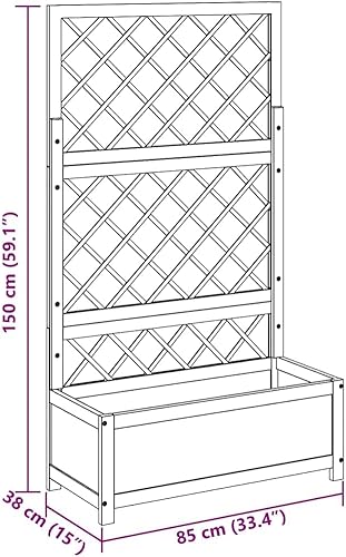 Miniatura 3 de vidaXL Cama elevada de madera de acacia maciza con enrejado, jardín, patio, terraza, patio, balcón, maceta de madera, caja de flores