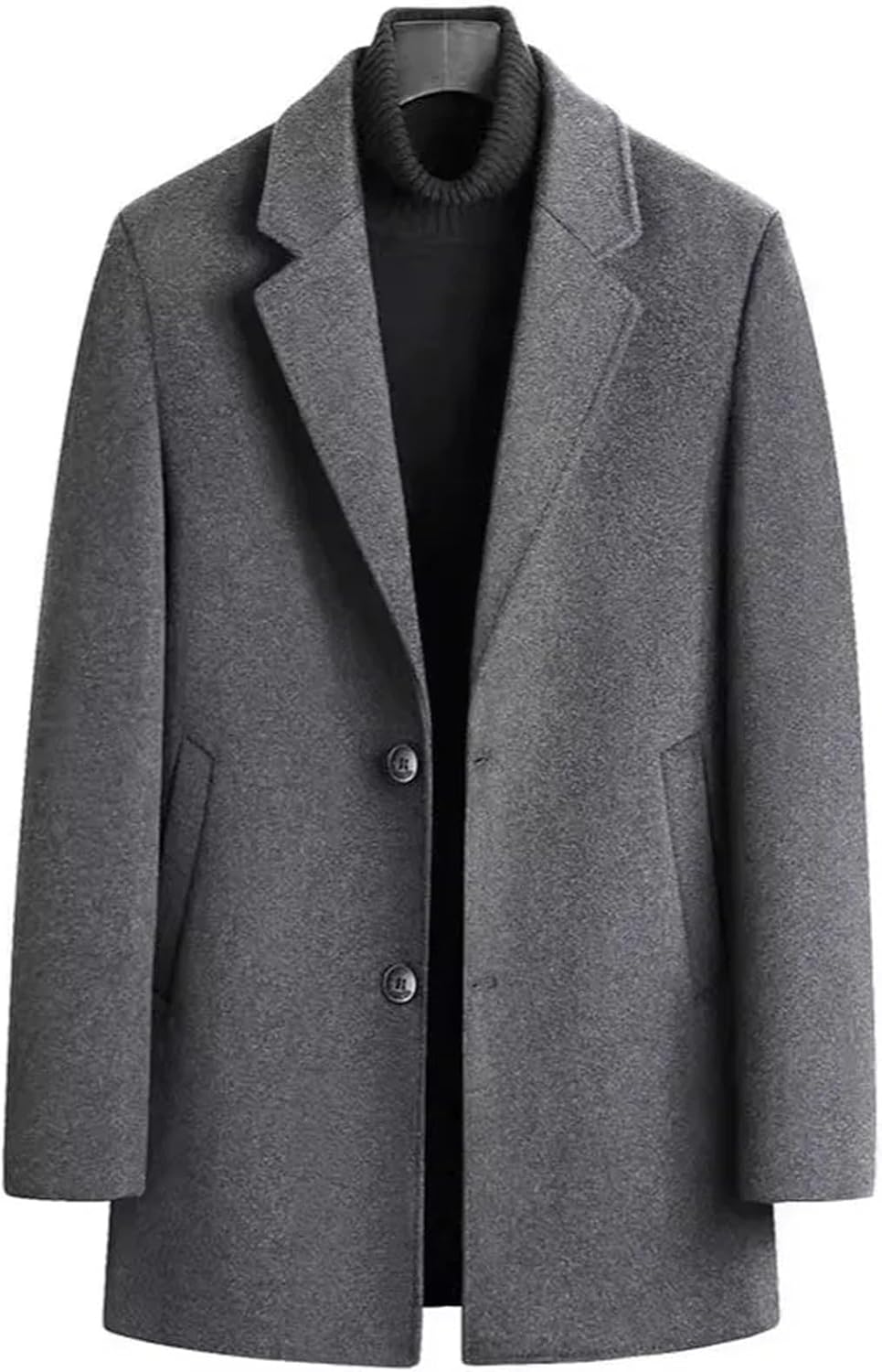 Men's Woolen Coat Business Casual Thickened Warm Wool Jacket Slim Trench Overcoat