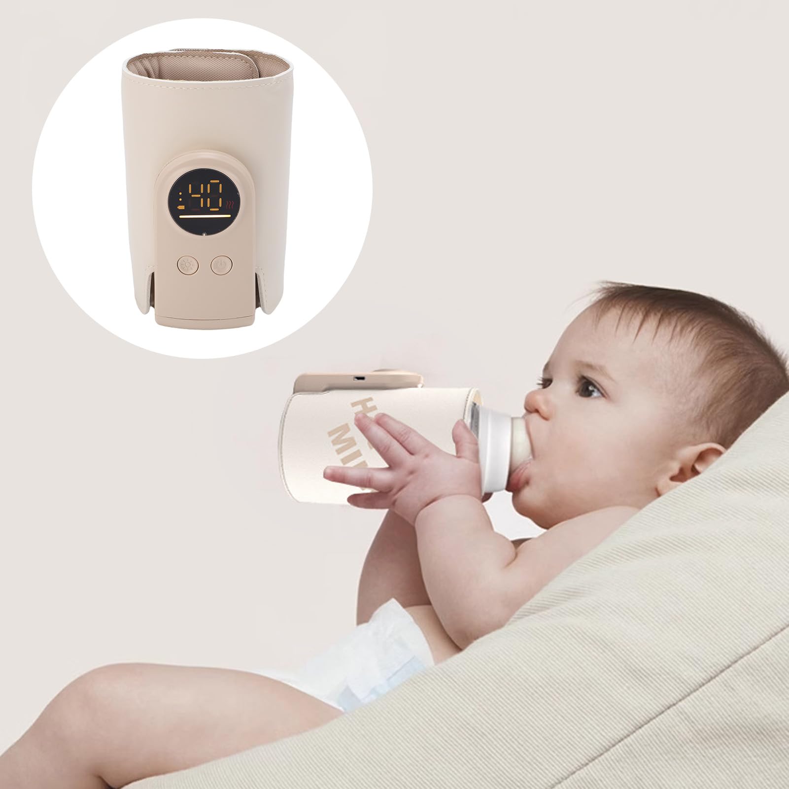 Chauffe-biberon, sans fil, portable, avec écran LED, contrôle intelligent de la température, contrôle précis de la température pour le lait de bébé, idéal pour