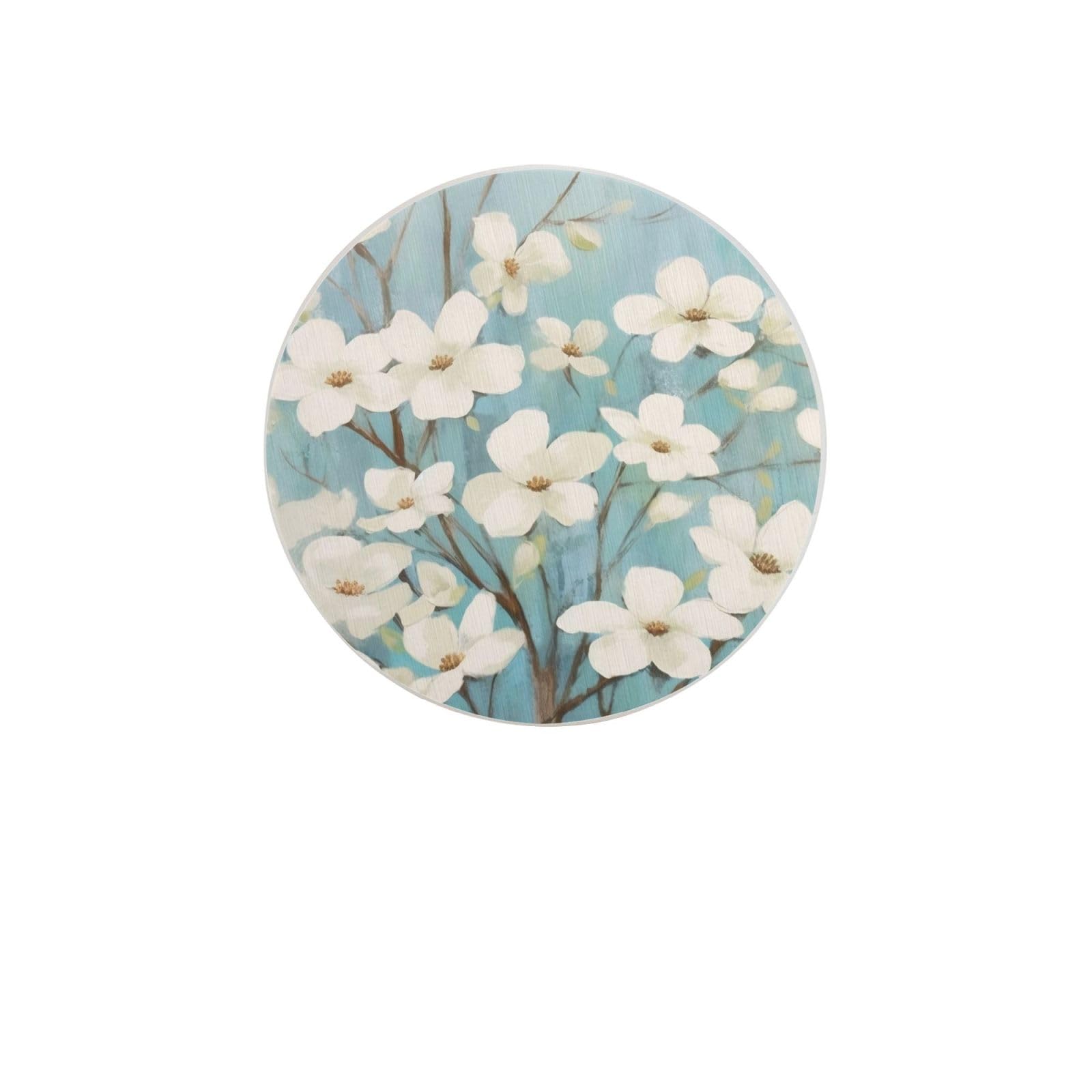 Spring Dogwood Blossoms Absorbent Drink Coasters Diatomaceous Round Coaster 4 Inch Reusable Cup Coasters Set 4pc