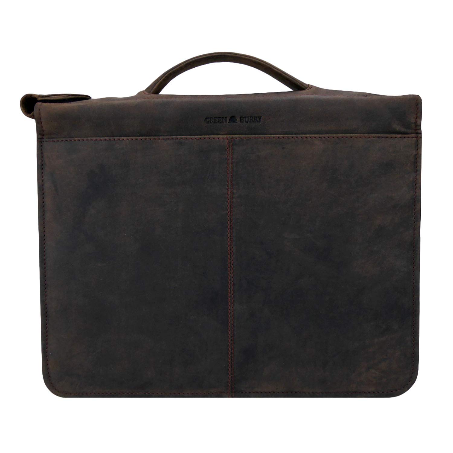 Greenburry Dokumentenmappe Leder - Braun Vintage Revival - Hochwertiges Rindsleder - Schreibmappe Leder - Konferenzmappe Leder - Ringbuch Leder