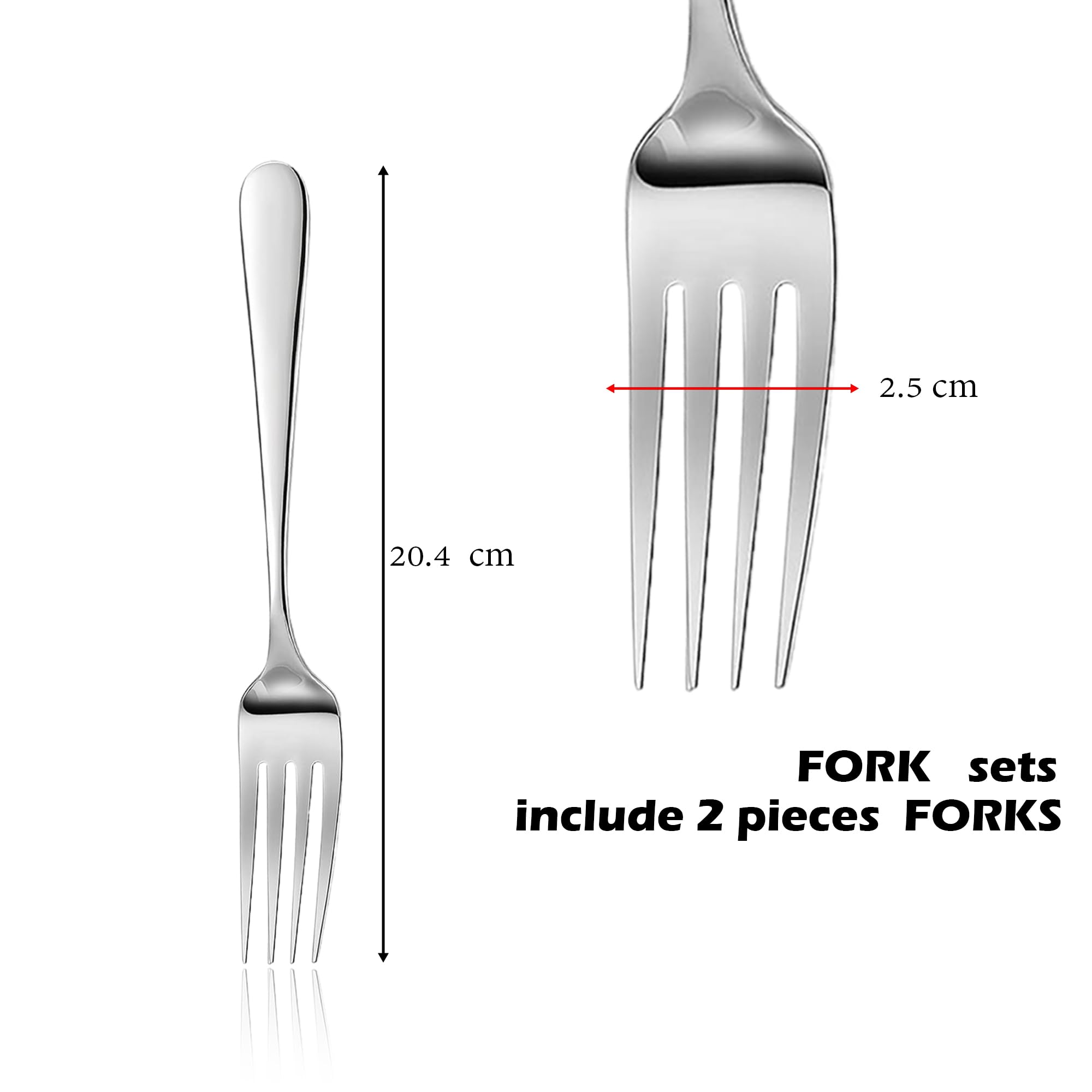 ATB Dinner Forks 8 Inches Stainless Steel Forks Silverware Kitchen Forks Heavy Duty Metal Forks For Home, Kitchen Or Restaurant, Dishwasher Safe (6) — Amazon image 2