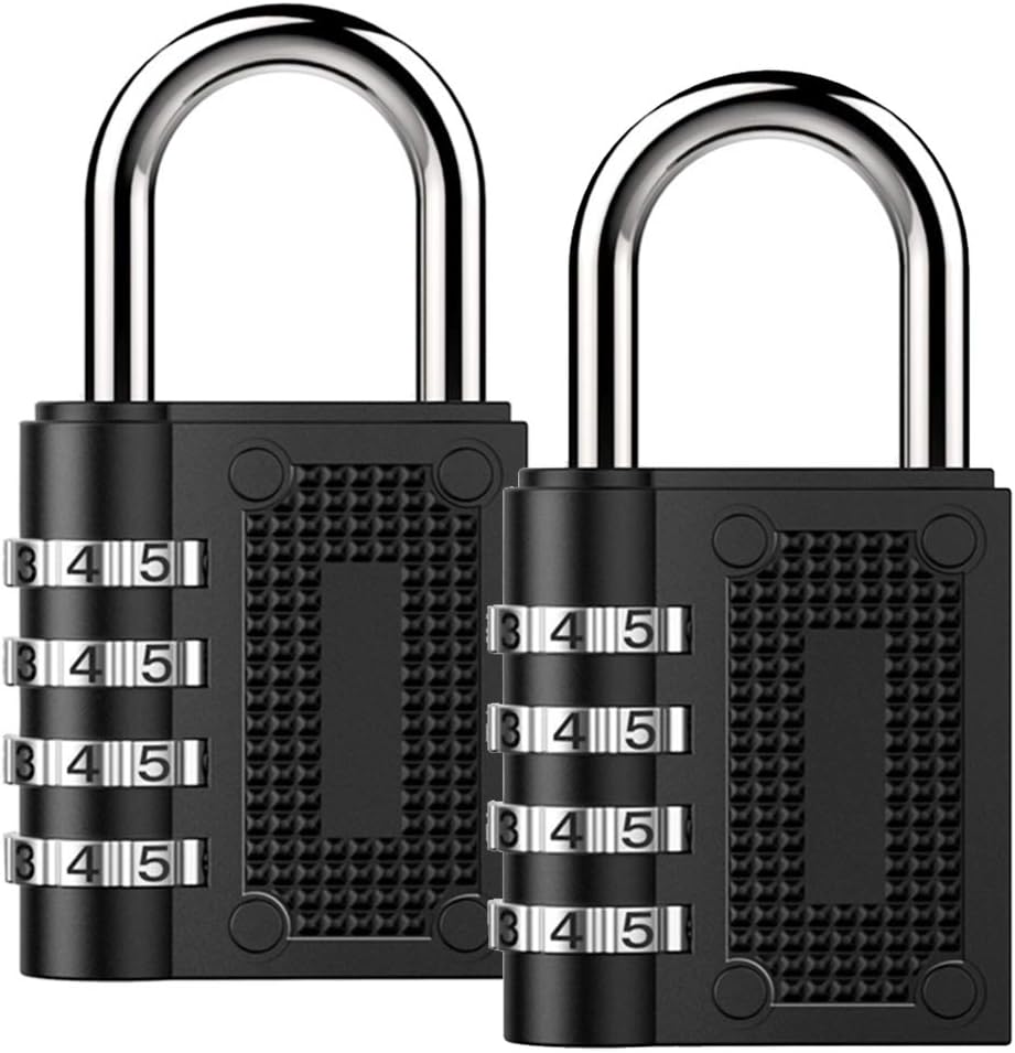 Combination Lock BeskooHome Security Padlock - [2-Pack] Weather Proof Padlock with 4-Digit Smooth Dial for School, Gym, Outdoor Shed Locker -Black