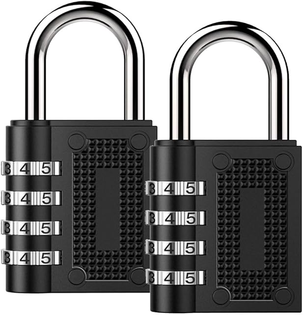 Combination Lock BeskooHome Security Padlock - [2-Pack] Weather Proof Padlock with 4-Digit Smooth Dial for School, Gym, Outdoor Shed Locker -Black