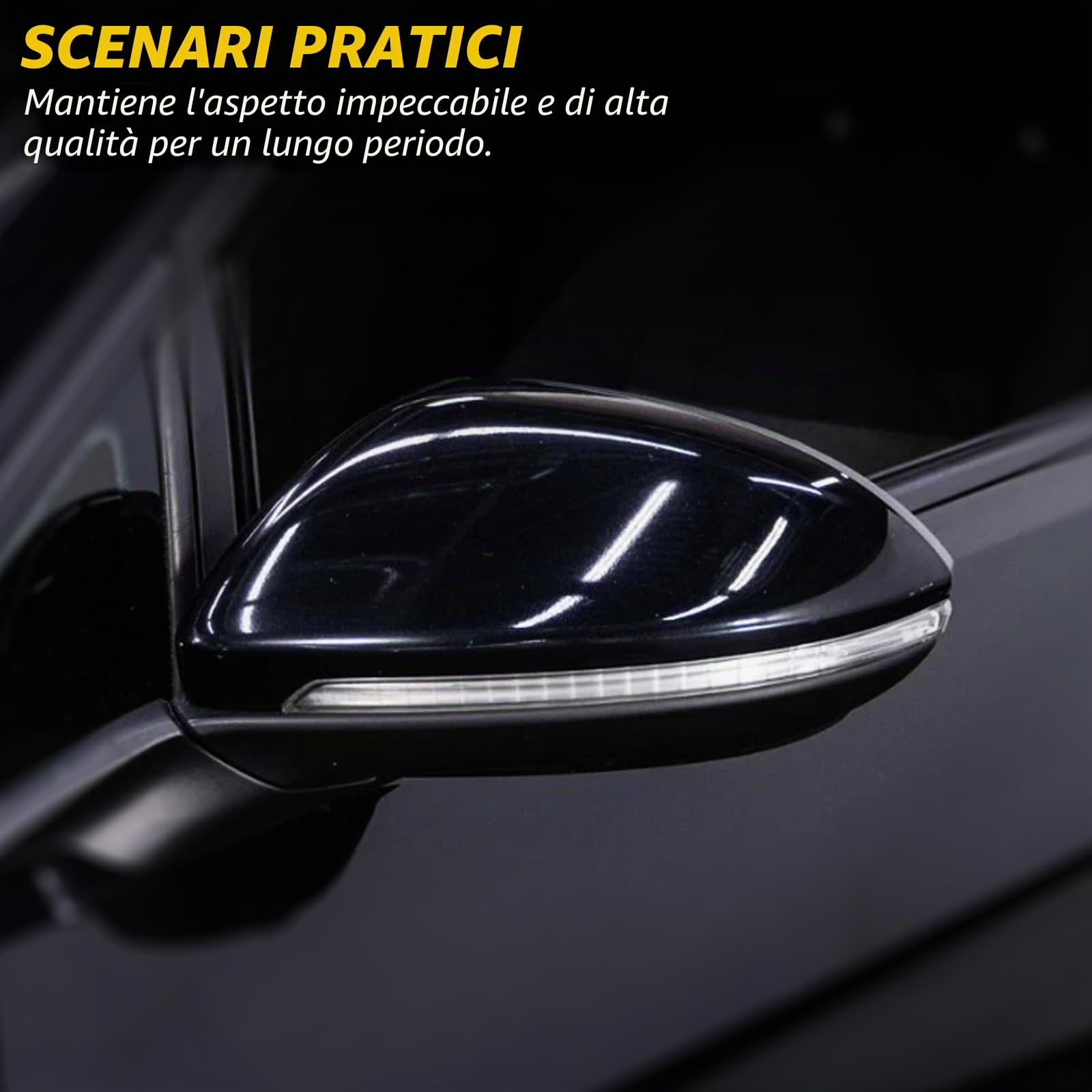 Copertura per specchietto retrovisore, ricambi, cassa dello specchio, tappi per specchietto per Volkswagen Golf 8 MK8 (2019-2025), nero lucido