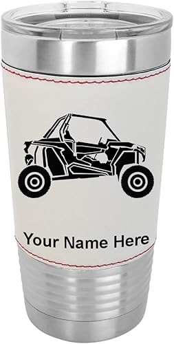 Miniatura 9 de LaserGram 20oz Vacuum Insulated Tumbler Mug Off Road Racer Personalized Engraving Included Faux Leather Gray