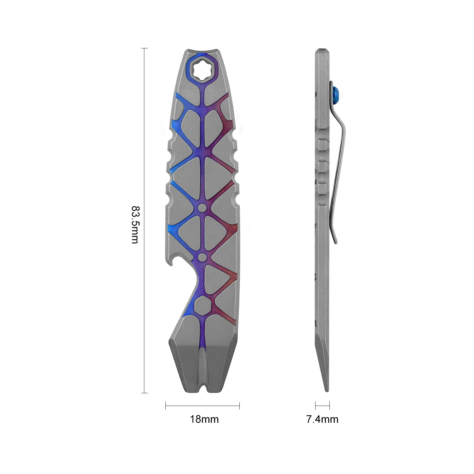 Barra Di Leva In Titanio Multifunzione - Attrezzo EDC Con Piede Di Porco, Apriscatole E Clip Per Tasca, Ideale Per Outdoor - Foto 3