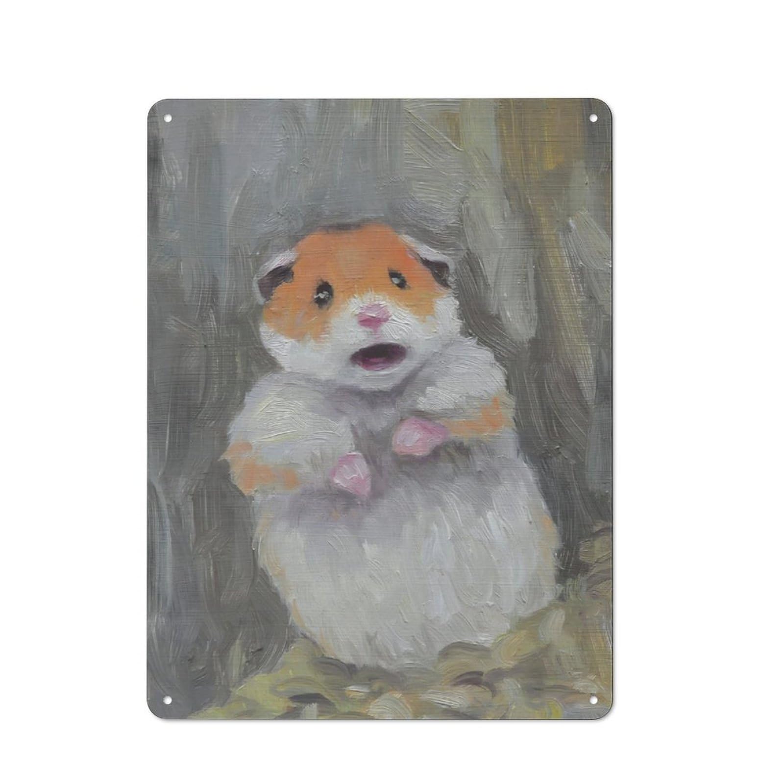 Junmoney Meme Hamster Art Animal Metal Wall Sign 40X30cm Featuring For Workshop Wall, Suited To Metal Sign Collectors