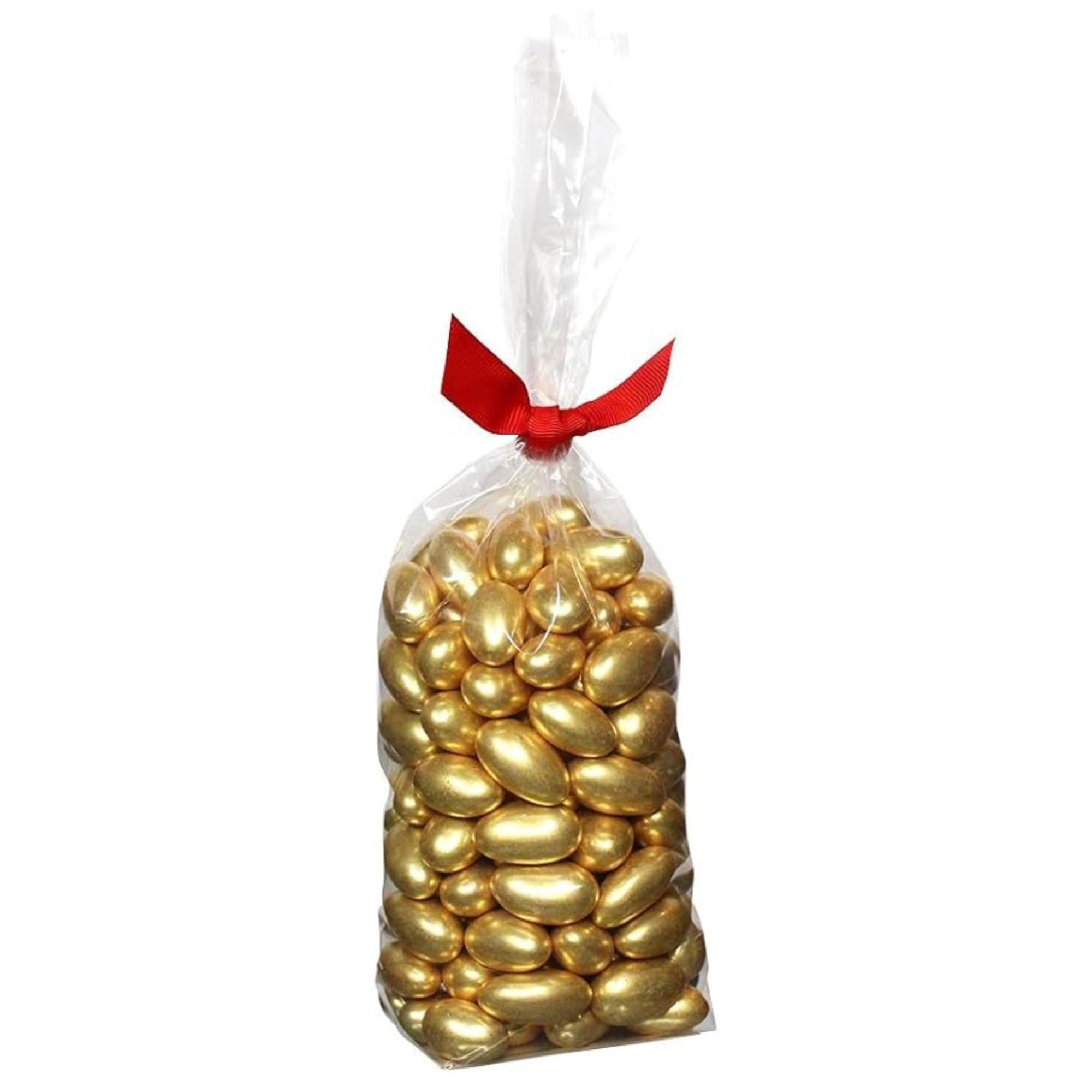 Rita Farhi Gold Almond Dragees 500g – Luxury Sugared Almond Ribbon Gift Bag, Shimmering Gold Coated Almonds for Weddings & Celebrations