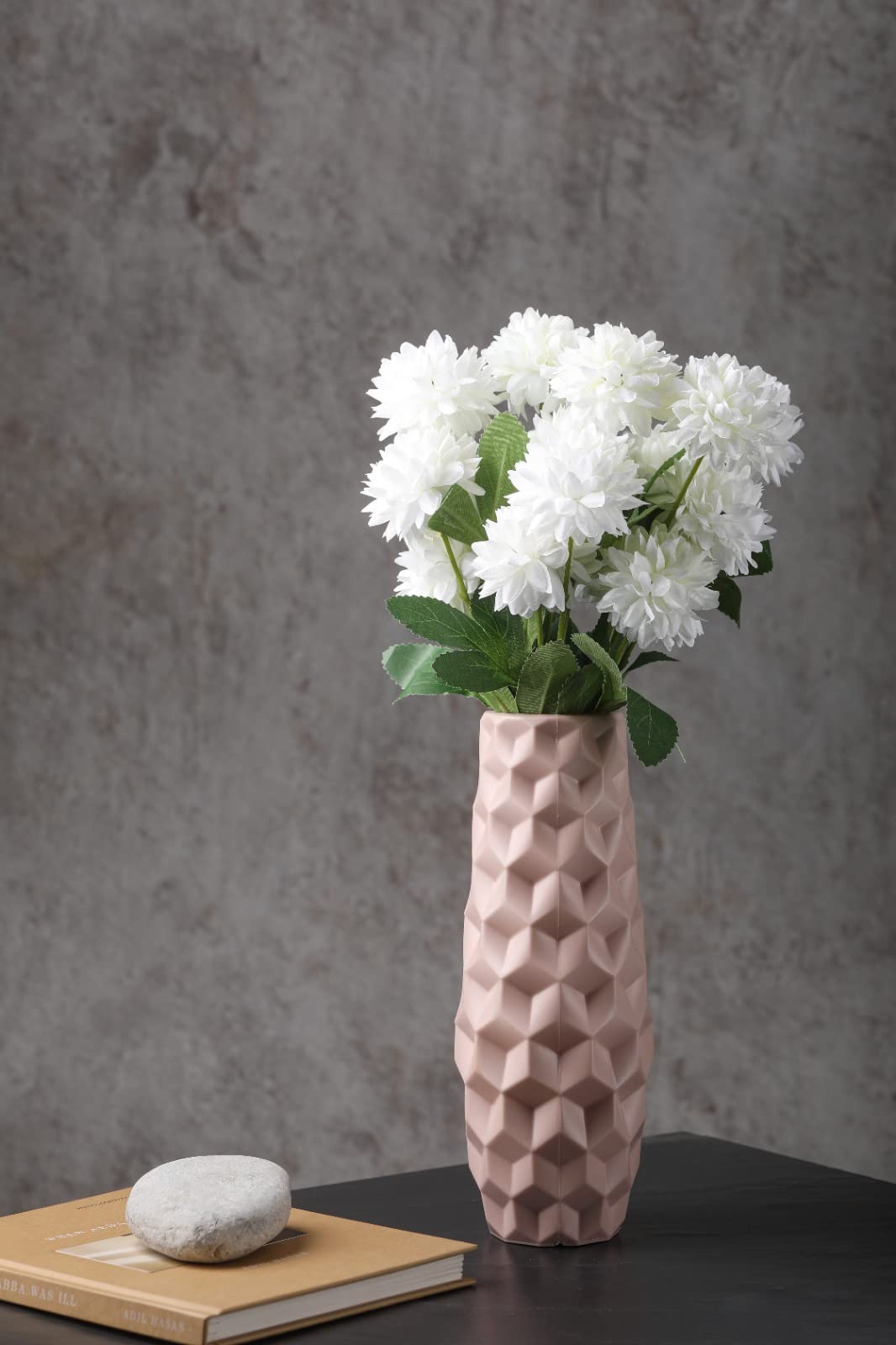 SATYAM KRAFT 1 Pcs Vase for Home Decor, Living Room, Office, Bedroom, Centre Table, Balcony,Ceramic Look Unbreakable Showpiece Flower Pot (Pink,Plastic) (Only vase, No Flower) Size - 26 cm