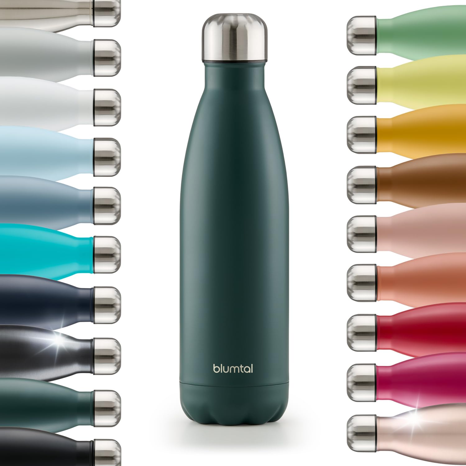 Blumtal Trinkflasche 500 ml Edelstahl - auslaufsichere Isolierflasche - BPA-freie Trinkflasche kalt & warm - doppelwandige Insulated Bottle - rostbeständige Isolierflasche Dunkelgrün