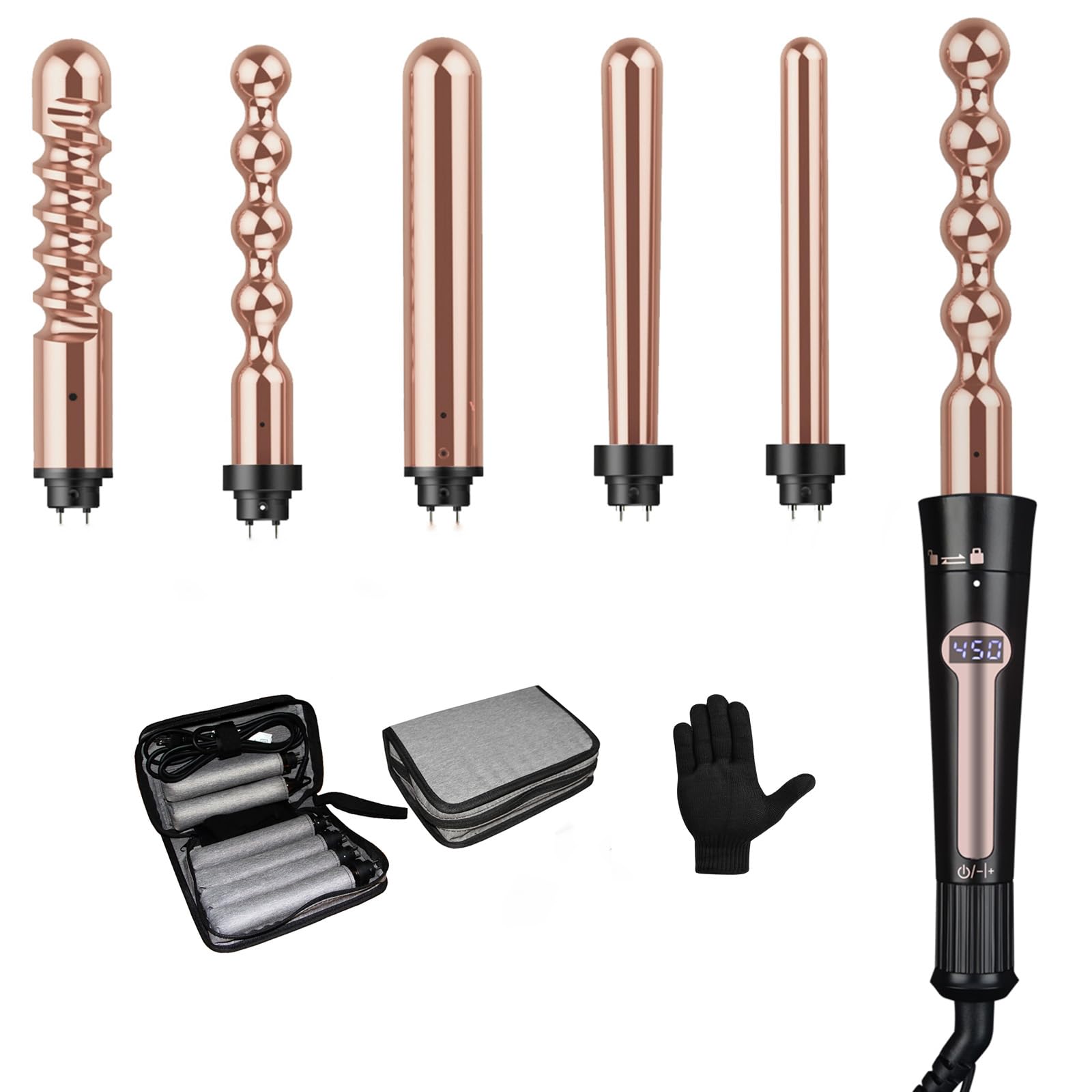 USHOW 5-in-1 Curling Wand Set