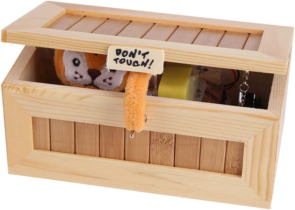ZASCHMOY Wooden USB Electronic Box Cute Funny Interactive Stress Relief Toy Desk Decoration For Home Office Car