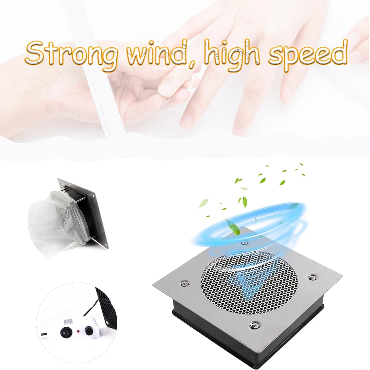 Nail Dust Collector, Dust Collector Nail Tech, Professional Built in Desktop Nail Dust with 2 Dust Bags, Low Noise for Nail Salon