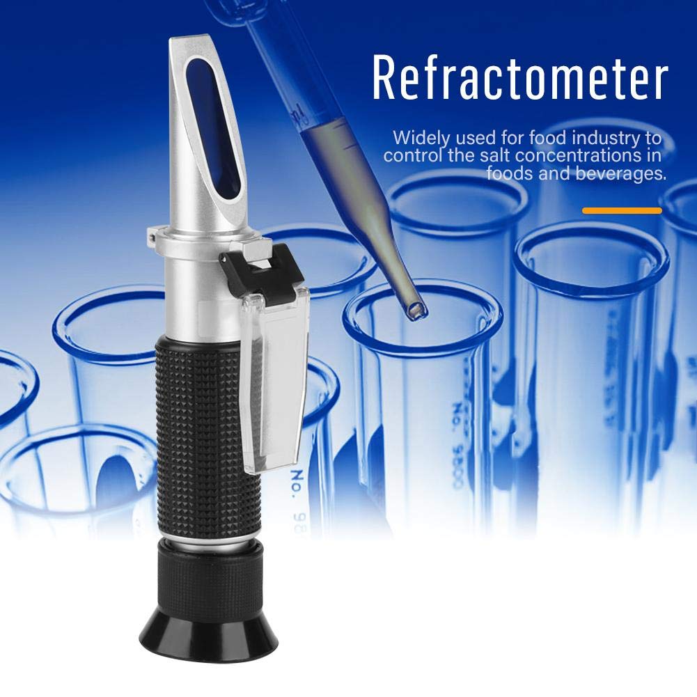 Akozon Refractómetro de salinidad, 1 unid Profesional 0-28% Precisión precisa del salinómetro Refractómetro Medidor del probador de salinidad de Alimentos para acuarios de Agua de mar y Peces Marinos