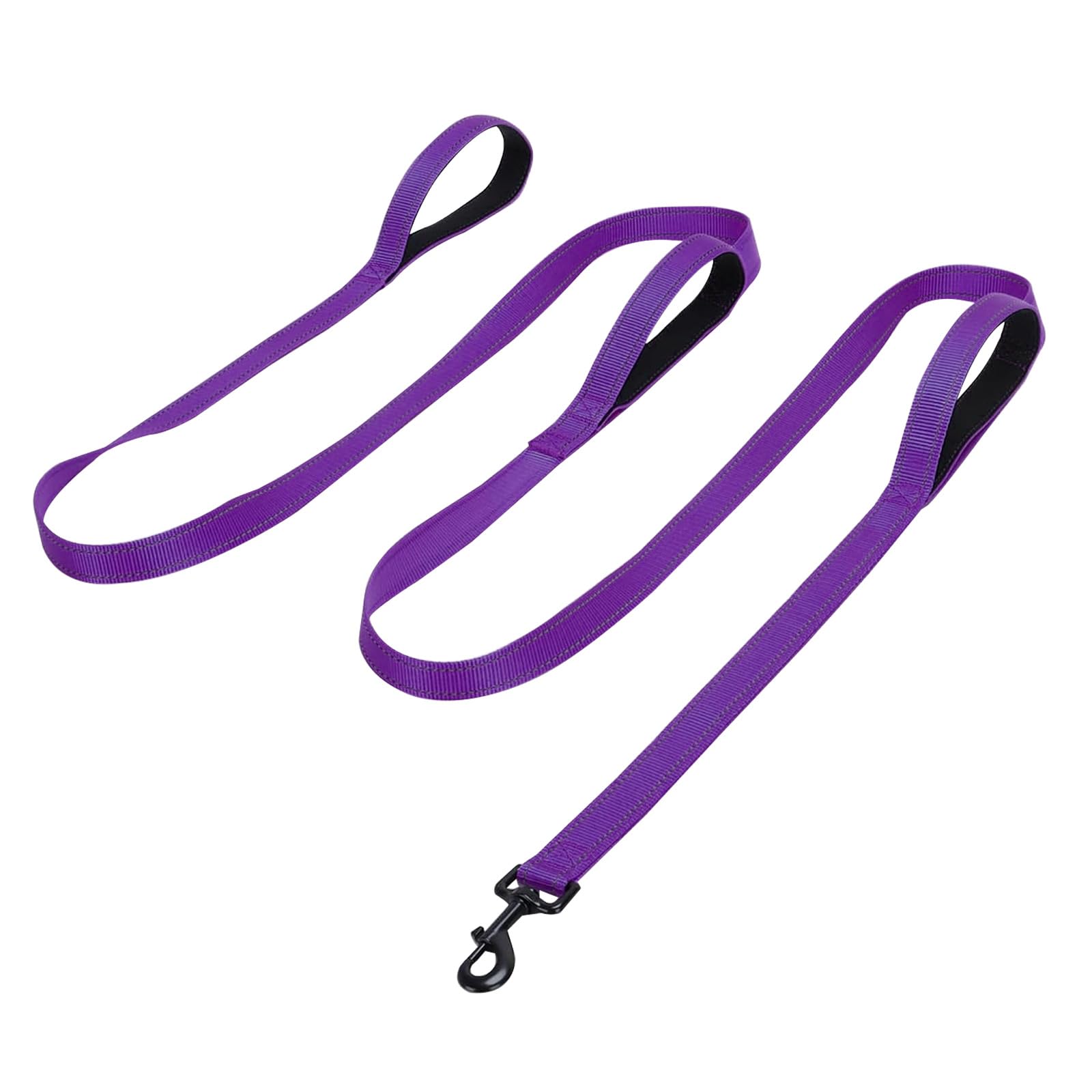 Jiozermi 10ft Dog Leash with 3 Handles, Heavy Duty Dog Lead with Padded Traffic Handle, Reflective Stitching Large Leash for Running Walking Training(Purple)