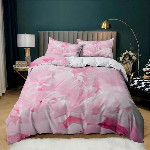 Miniatura 1 de Juego de funda de edredón tamaño individual con estampado de flores, funda de edredón de microfibra suave y 2 fundas de almohada de 20 x 26