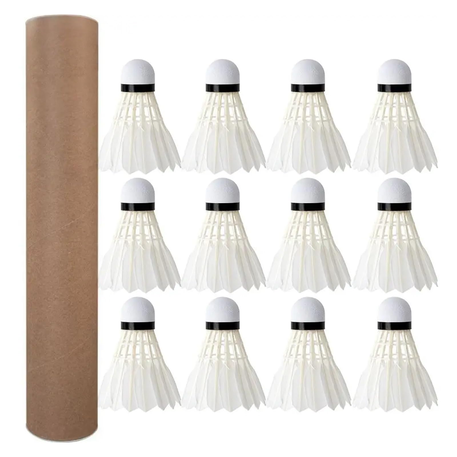 Volantes de Bádminton 3/6/12 Uds Volante de bádminton Profesional Pluma Ganso Negro Entrenamiento Deportivo Pelota Bádminton(12Pcs)