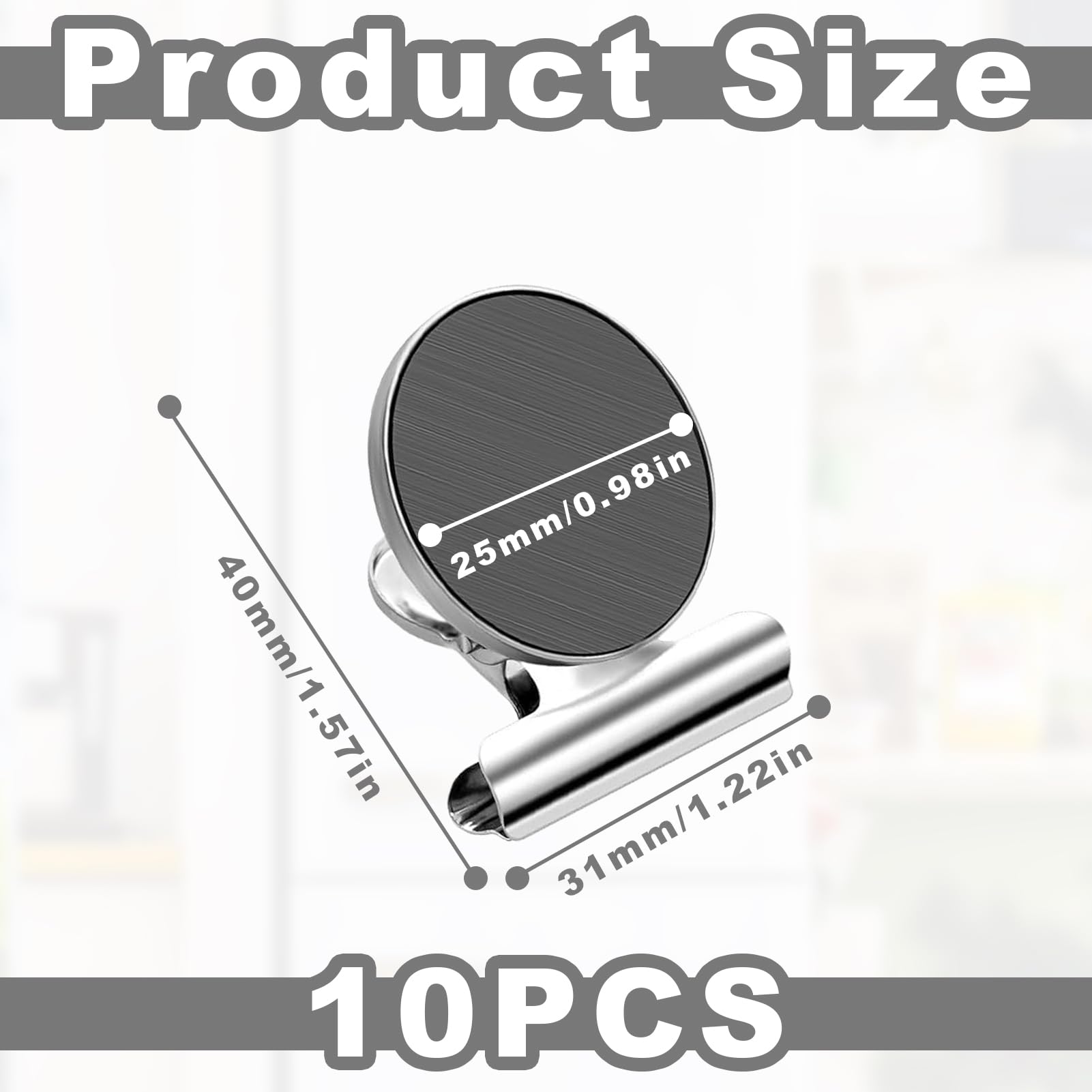 10 Clips Magnétiques Or 31 Mm – Aimants Puissants Pour Frigo, Tableau, Photos Et Notes