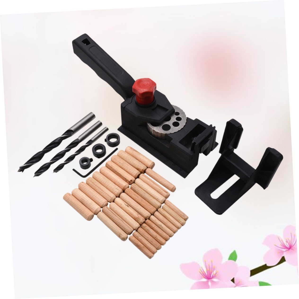 Mikikit Black Steel Wood Straight Hole Locator 38pcs Dovetail Jig Kit for Woodworking Tool