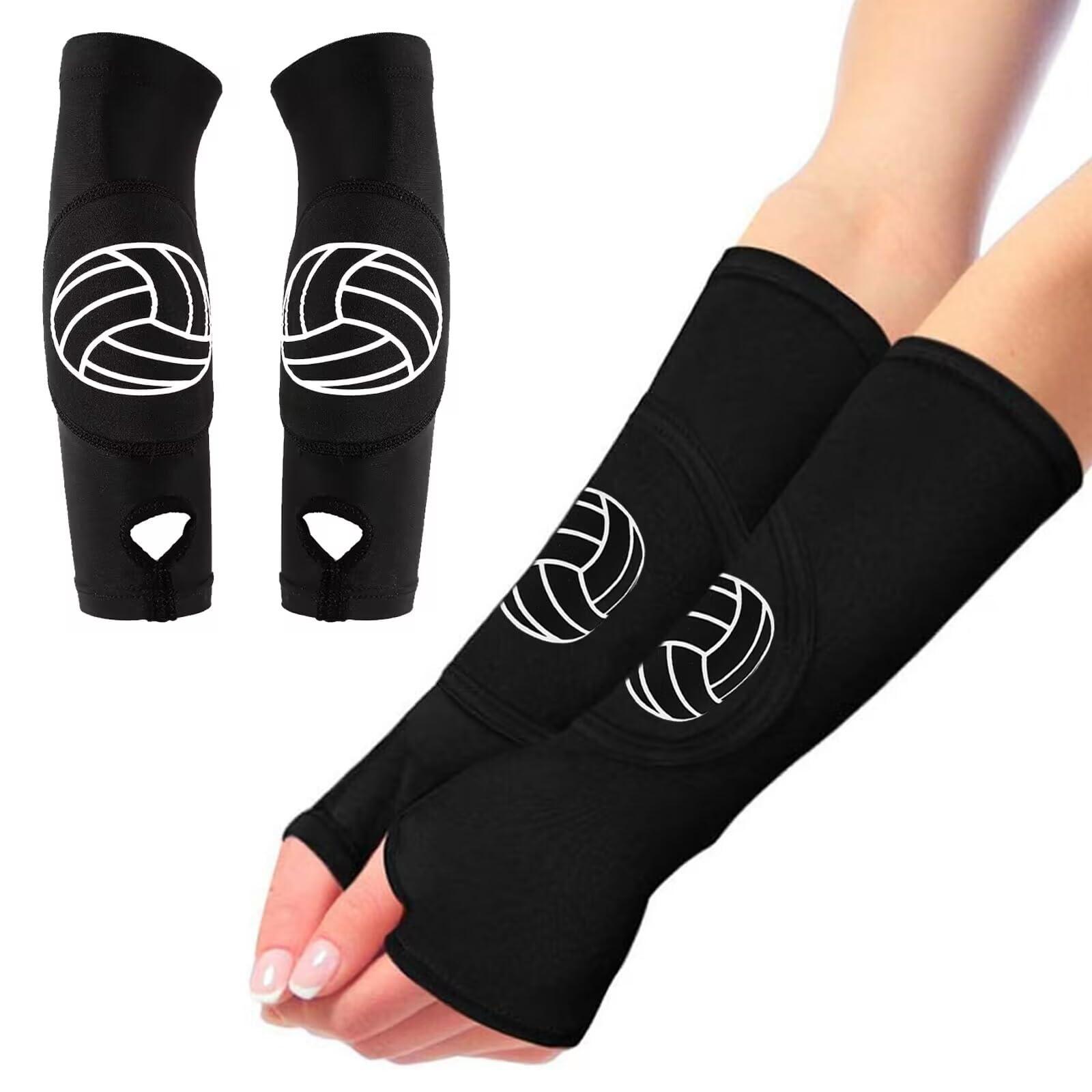 Volleyball Arm Sleeves With Protection Pads – Passing Forearm Sleeves With Thumbhole For Girls, Boys, Kids, Teens, Women, Men