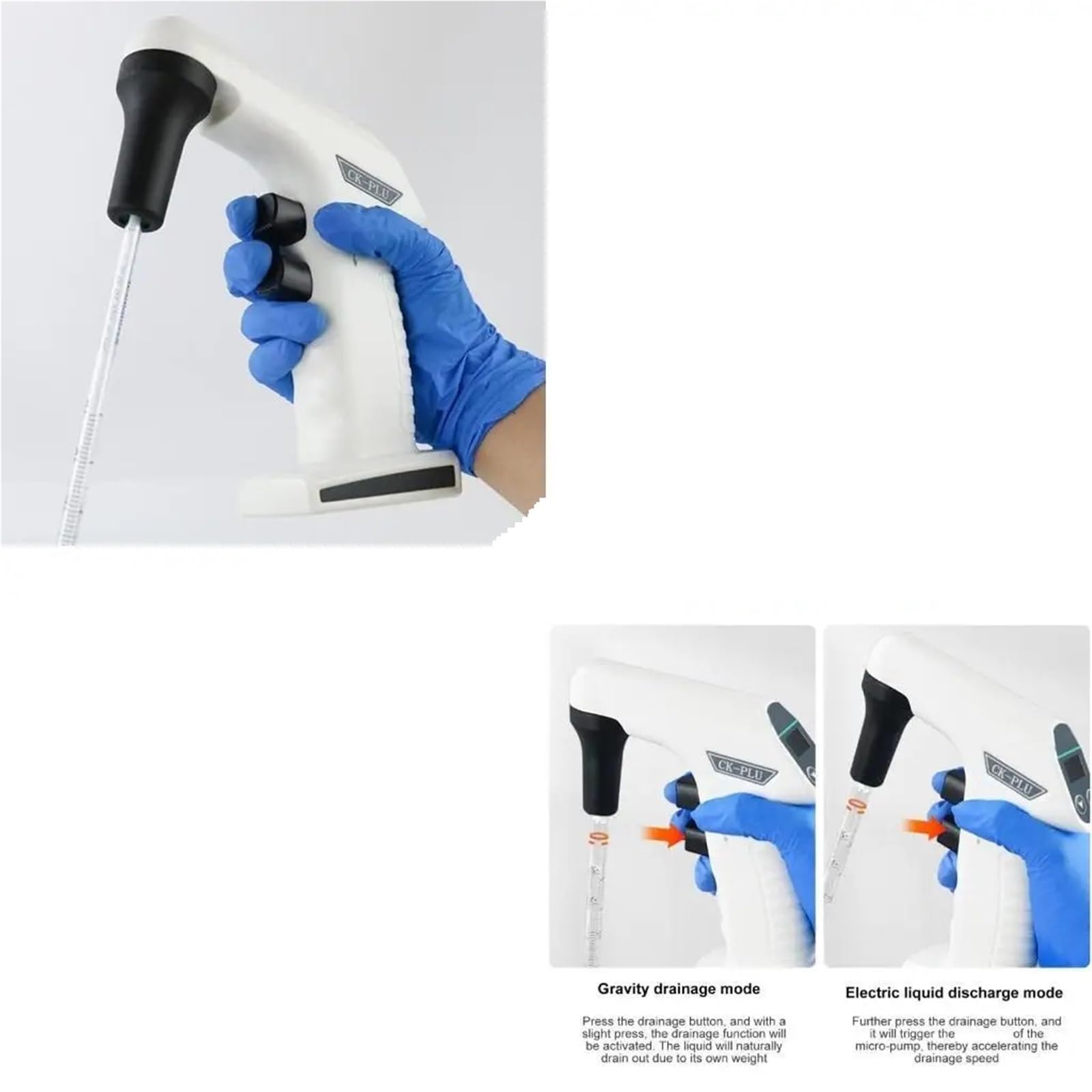 Pipette, Elektrischer Sauger, automatischer Flüssigkeitssauger mit hoher Kapazität, eingebauter Filterfolie und LCD-Display