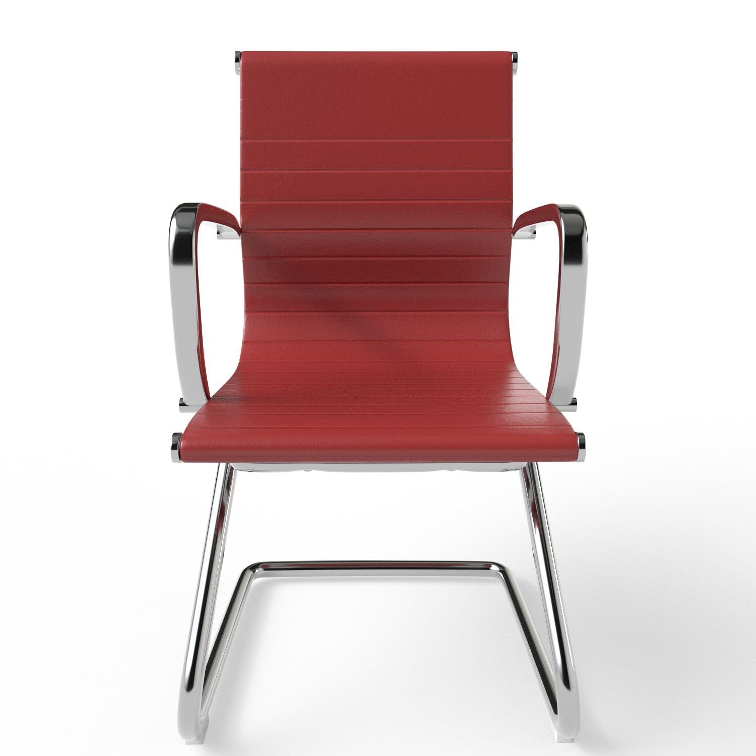 Mahmayi Modern UL UT-C031V Visitor Chair Ergonomic PU Chair with Fixed Armrest, Ideal for Home and Office - Maroon
