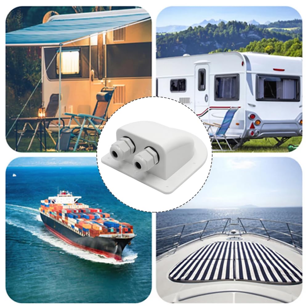 Pezzi Passacavo Solare Impermeabile IP68 Pressacavo Cavo Bianco ABS Doppio Entrata per Camper Pannello Solare