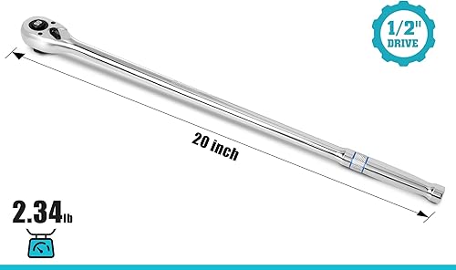 Miniatura 2 de DURATECH Trinquete de mango extra largo de 12 pulgada, llave de trinquete de liberación rápida de 90 dientes con mango extra largo de 20 pulgadas,