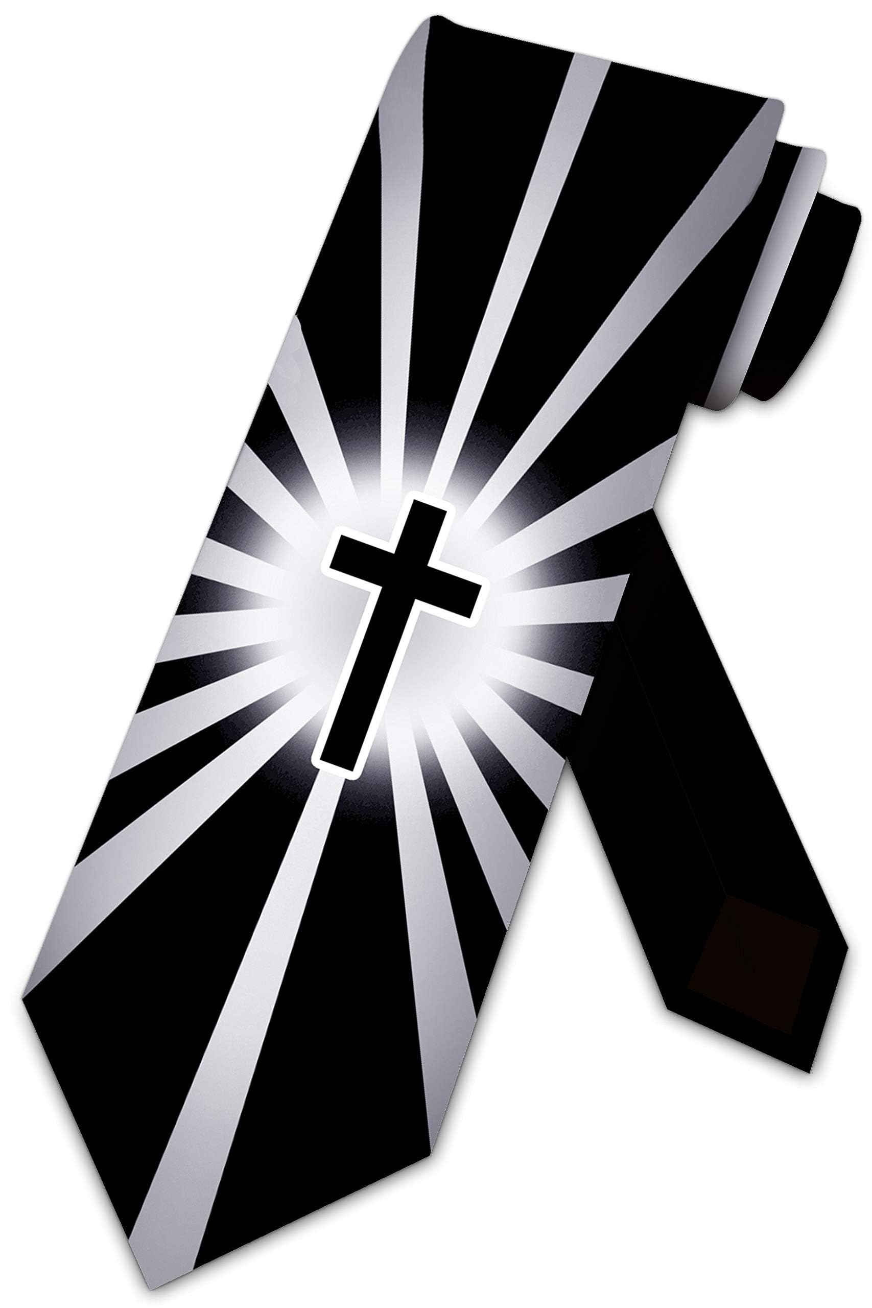 Bhhjkk Unisex Black Background Christian Ties Men's Religious Neckties Faith Cross Necktie