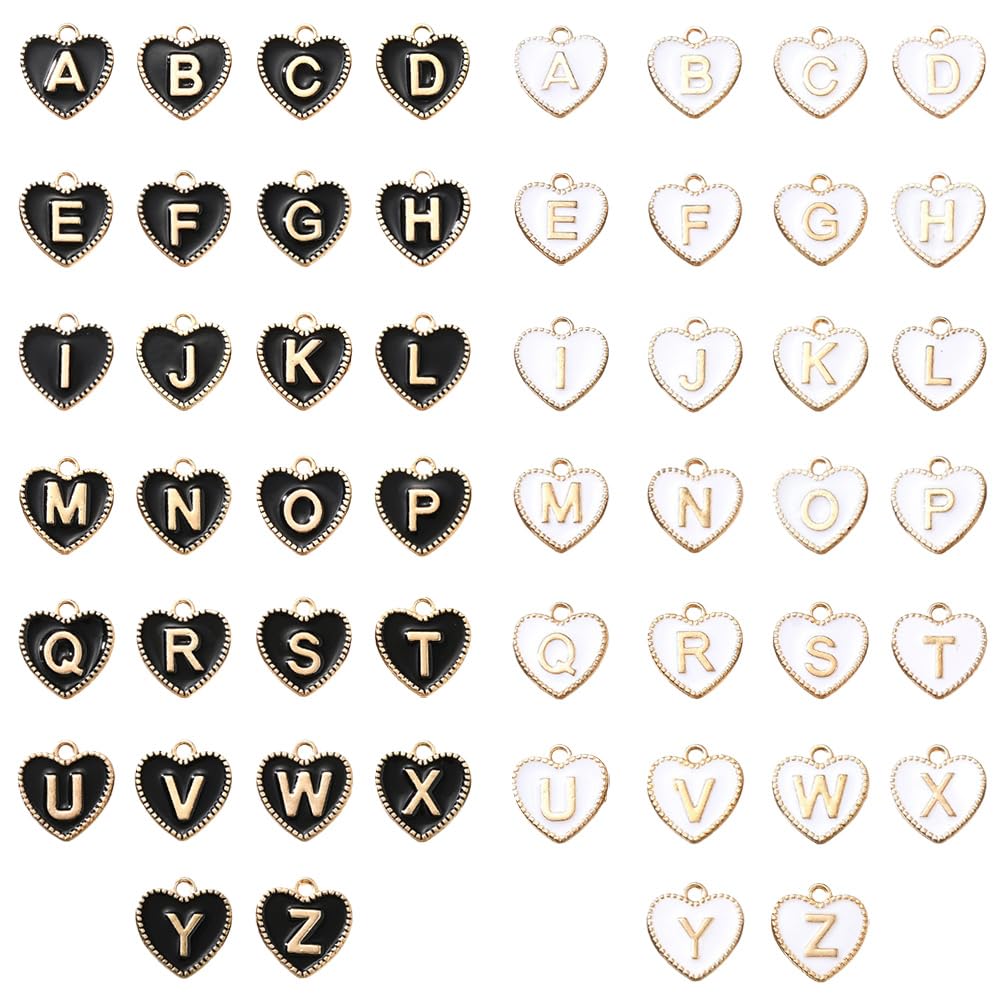 Breloques cœur en métal pour personnaliser vos colliers avec des initiales de l'alphabet