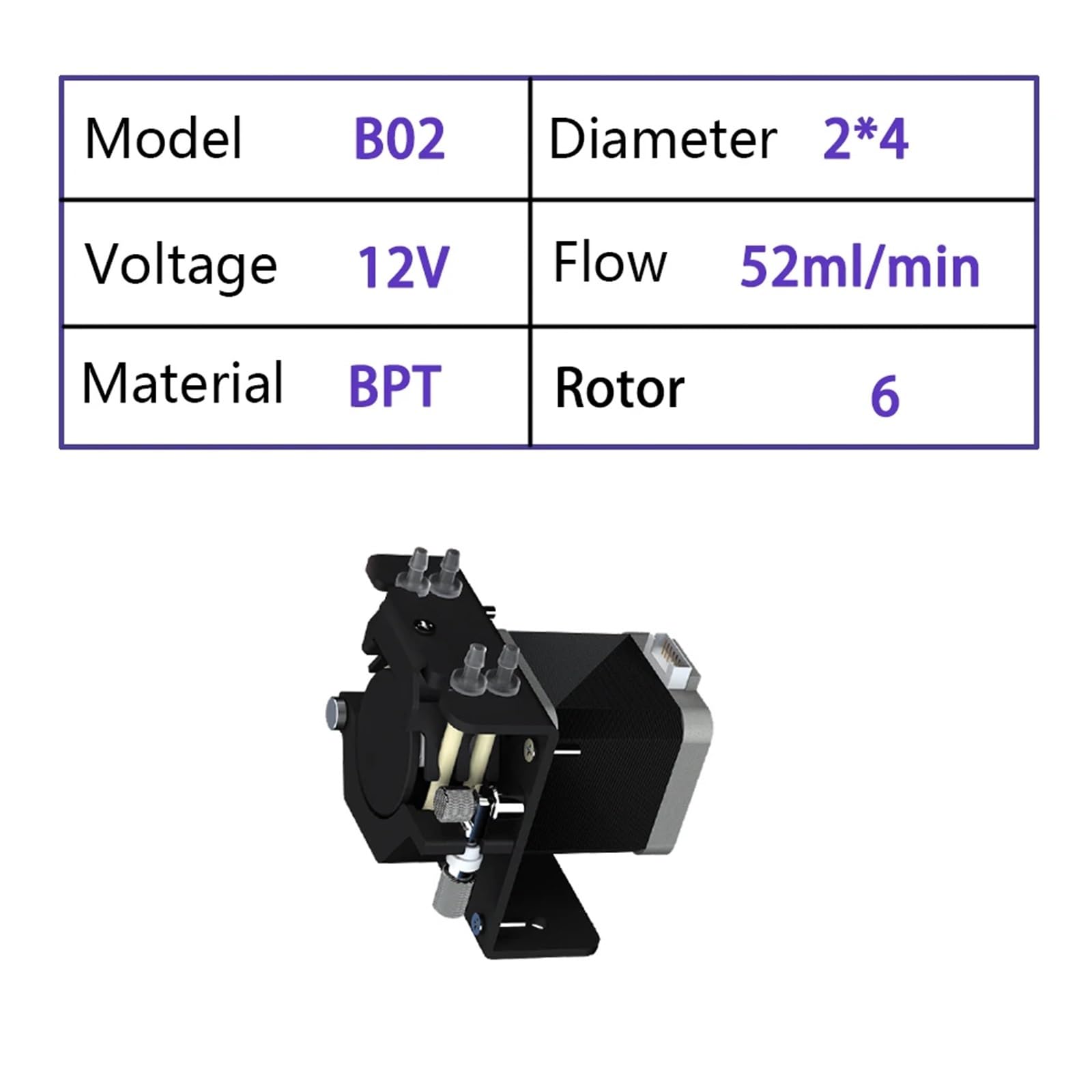 Bomba peristáltica micro de 24 V, bomba de agua pequeña, motor paso a paso, bomba de bombeo de alta presión, frecuencia variable, bomba autocebante de 12 V(B02-6-12)